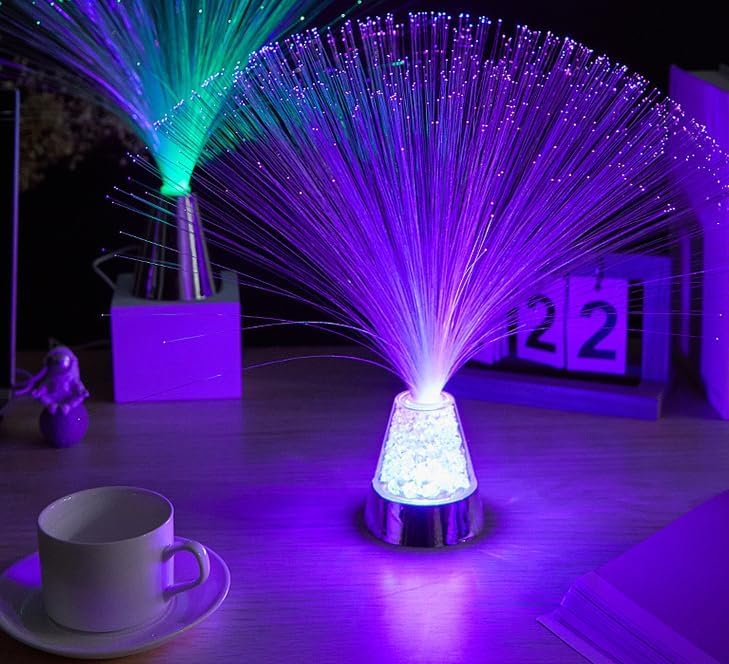Colour Changing Fibre Optic Crystal Lamp - 13.5" Mood Lamps for Bedroom Living room study room, Fiber Optic Night Light wi...