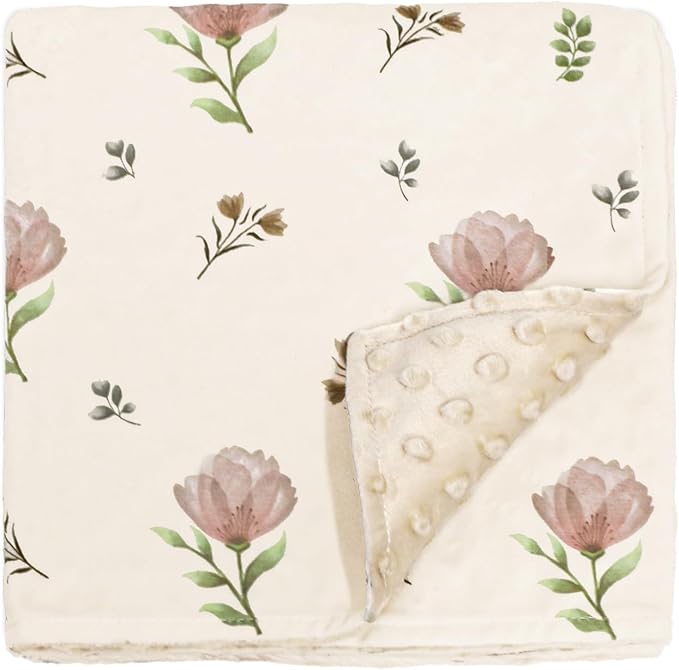 SWESEN Baby Blanket for Girls, Super Soft Double Layer Minky Blankets with Dotted Backing, Floral Toddler Newborn Nursery ...