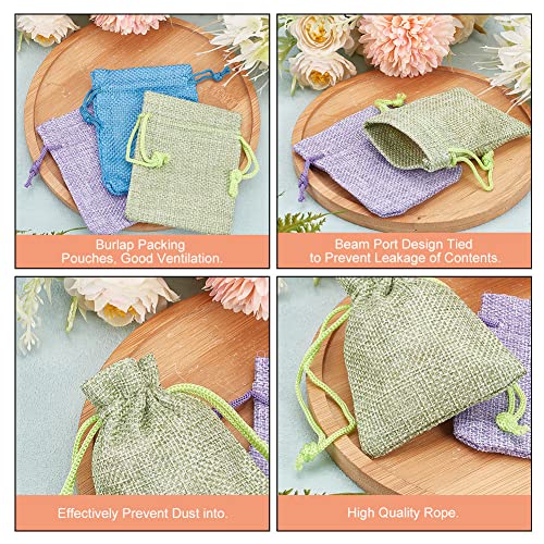 PH PandaHall 15 Color Burlap Gift Bags Drawstring Packing Pouches Bags 2.7x3.5'' Small Cloth Gift Bags Packing Storage Lin...
