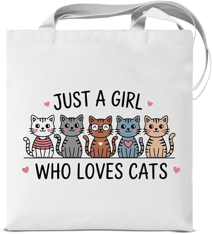 KSFFWQIN Cute Cat Canvas Tote Bag for Women Funny Cat Bag for Shopping Work Travel Lover Totes Gifts