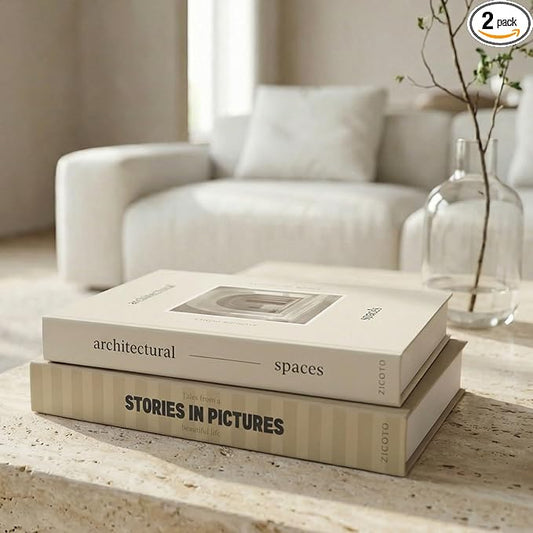 Beautiful Decorative Books - Set of 2 Boxes Enhance Your Coffee Table, Bookshelf or Mantel Decor - Aesthetic Fake/Faux Boo...