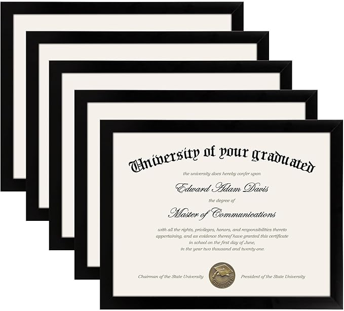 upsimples Certificate Frame with High Definition Glass, 8.5 by 11 Picture Diploma Document Frames for Wall and Tabletop, B...
