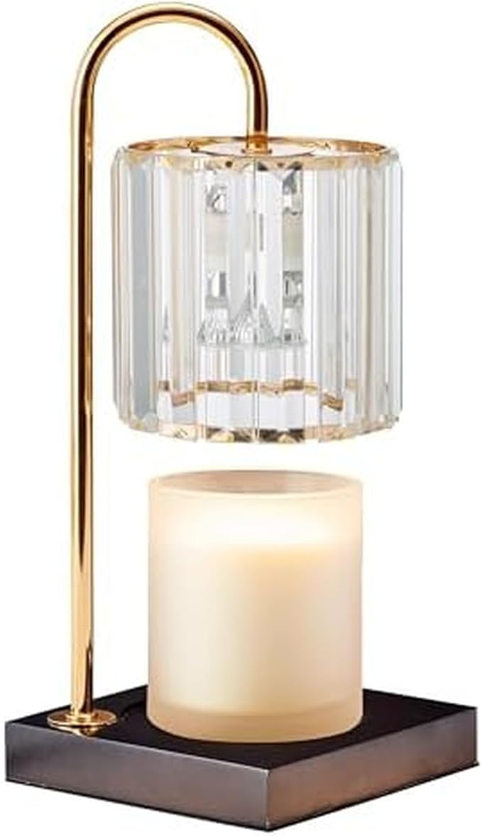 Mikasa 13.8 Inch Clear Glass Shade Electric Candle Warmer with Wood Base - Flameless Candle Melter for Home Decor, Safe Fr...