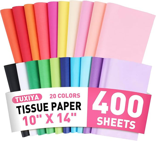 400 Sheets Tissue Paper, 20 Colors 10" X 14" Tissue Papers for Gift Bags Birthday Party Flower Decoration, Colored Tissue ...