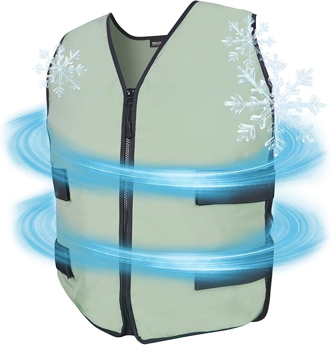 MR.ICE Cooling Vest for Men & Women - Adjustable Ice Vest for Motorcycle, Workers, Sports, Outdoor, Heat Relief