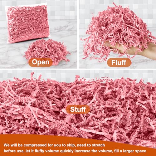 Darfukei Crinkle Paper Filler, Mother's Day Shredded Paper For Gift Baskets 1/2LB (8 oz) , Pink Valentine's Gifts Day Bask...