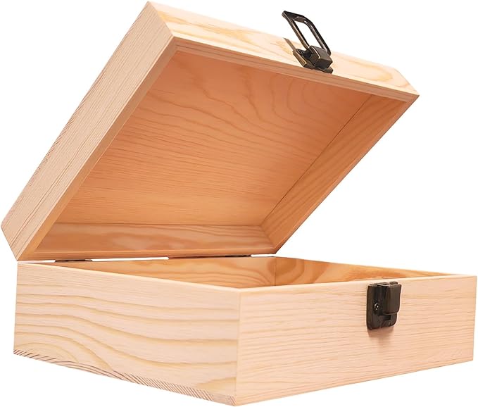 LuckyZoo77 Wooden Box 8.26x6x3 Inch – Small Natural Wood Box for Crafts and Storage, Unfinished Wood Box for DIY Decoratio...