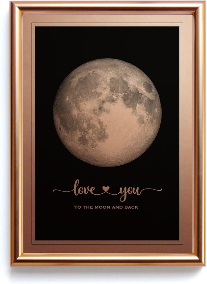 IGREAN I Love You to the Moon and Back - Bronze Moon Print in Frame, Great Gift for Special Occasion, Engagement, Wedding,...
