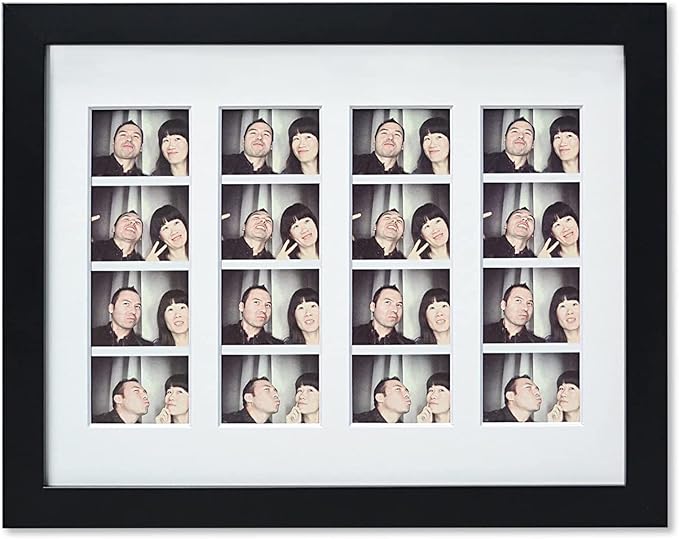 Golden State Art, 8.5x11 Photo frame with mat for 4 2x6 photo booth pictures, Includes Real Glass & Easel Back Display, ma...