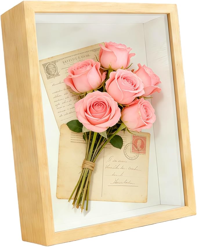 8x10 Shadow Box - Wooden Deep Picture Frame with Shatter-Resistant Panel for Wall Decor | 3D Display Case for Military Med...