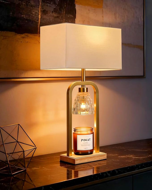 PoKat Gold Table Lamp Candle Warmer, Candle Warmer Lamp with Timer Dimmer, Wax Light Warming Table Lamp for Jar Candles, M...