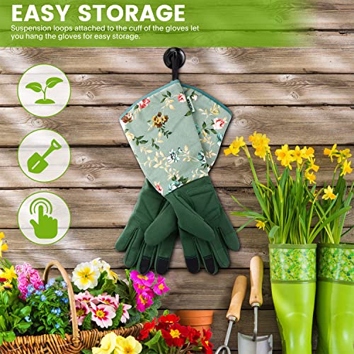 WANCHI Gardening Gloves for Women, Comfortable Floral Long Sleeve Garden Gloves for Gardening and Outdoor Work, Durable Le...