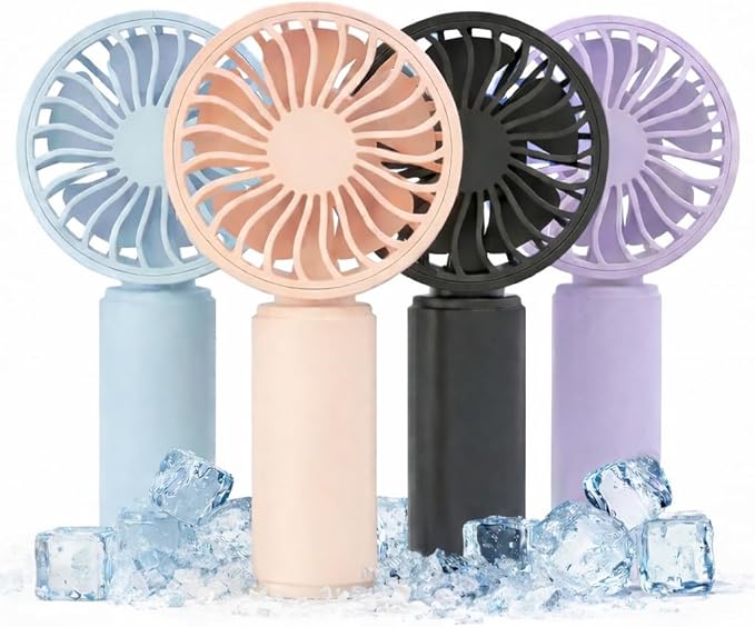 VanSmaGo 4 Pack Mini Handheld Fan, USB Rechargeable Portable Personal Fan with 3 Speeds, Detachable Cover, Small Lightweig...