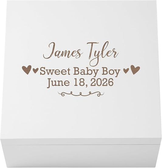 Let's Make Memories Personalized Keepsake Box for Newborn - Memento Storage - Memories Box - Baby Shower - Nursery Decor -...