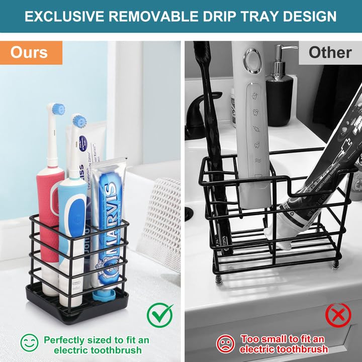 Toothbrush Holders for Bathrooms, Stainless Steel Bathroom Toothbrush Holder Kids Electric Tooth Brushing Holder Stand and...