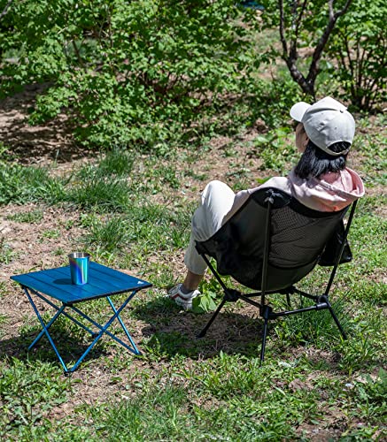 iClimb Ultralight Compact Camping Folding Beach Chair with Anti-Sinking Large Feet and Back Support Webbing (Black - Squar...