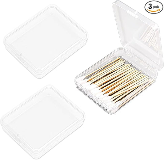 3-Piece Portable Travel Pad Holder - Bathroom Vanity Countertop Storage Organizer - Cotton Ball & Swab Dispenser - Transpa...
