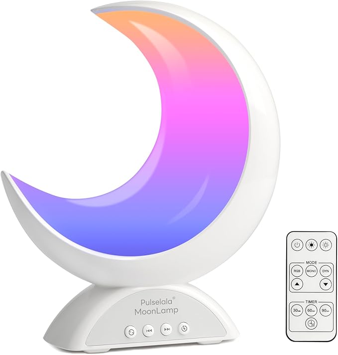 Pulselala Touch Moon Table Lamp with RGB Adjustable Light, Scene Mode and Music Mode, Warm White LED Moon Light, Suitable ...