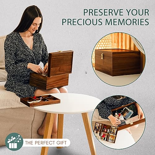Public House Locking Wooden Keepsake Box, Customizable Design With Adjustable Tray. Large Wooden Box with Hinged Lid for W...
