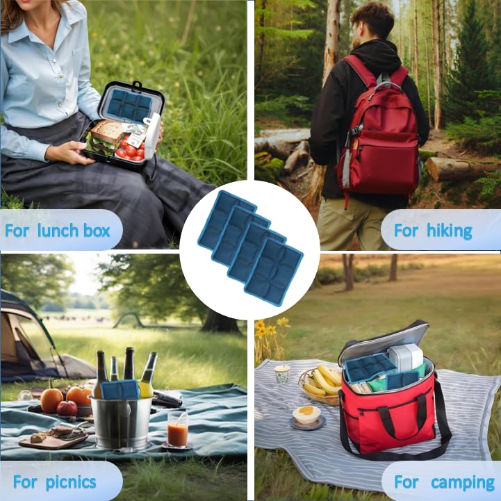 aadsioahd 4pcs Ice Packs for Lunch Boxes & Coolers - Reusable,Lightweight Cooler Ice Pack for Food Freshness, Drinks Freez...