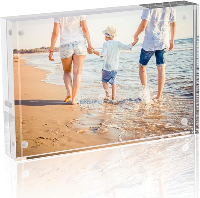 TWING Picture Frame, 8x10 Acrylic Photo Frames Horizontal Magnet Double Sided Photo Frame with Microfiber Cloth,12 + 12MM ...