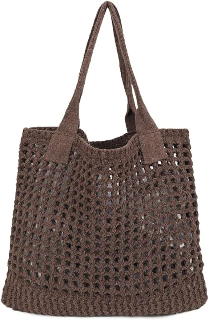 ENBEI Women's Beach Tote Bag, Crochet Knit Hollow Design, Stylish Tote for Beach,Travel and Everyday Use Aesthetic Handbag
