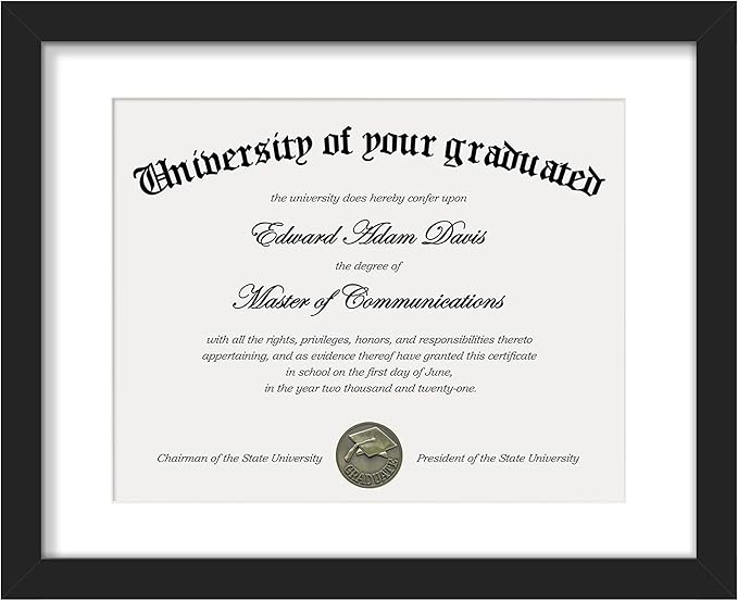upsimples 11x14 Diploma Frame with Clear Plexiglass, Displays 8.5 x 11 Certificate Frame with Mat or 11x14 Picture Frame w...