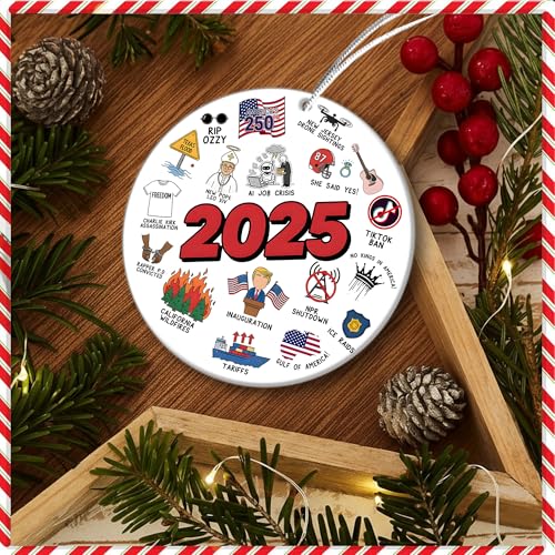 2025 Year in Review Christmas Ornament – Double-Sided Acrylic Dated Ornament, Trending 2025 Keepsake Gift, Funny Hot Topic...