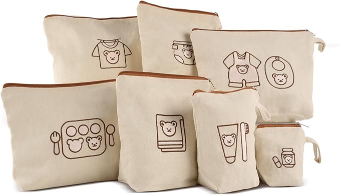 Mini Nomad 7PCs Diaper Bag Organizer Pouches for Baby Kids Travel Essential Storage, Large Waterproof and Zipped Baby Pack...