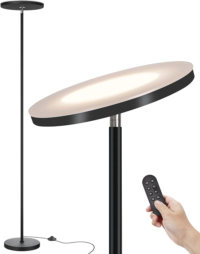 JOOFO LED Floor Lamp – Super Bright Torchiere with Remote & Foot Switch, Stepless Dimmable Tall Standing Lamp, 69" Modern ...