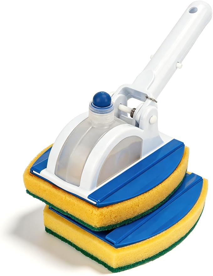 KGC Handheld Pool Scrub Brush with a Replacement Sponge, Pool Must Have Scouring Sponge Pad - Non-Scratch Cleaner for Pool...