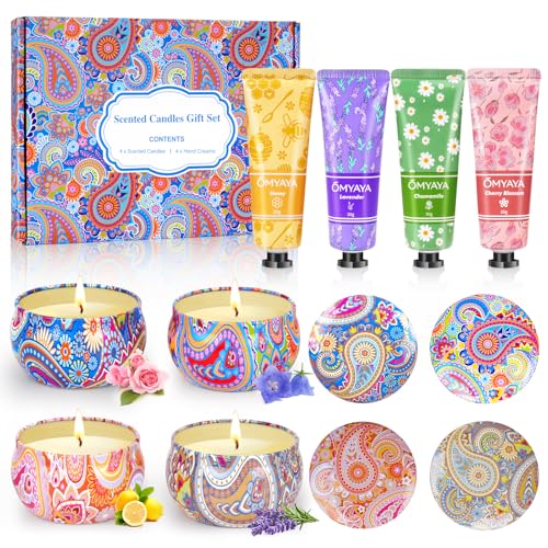 Gift Baskets for Women - Scented Candles Gift Set & Hand Lotion Cream Set, Christmas Gift Set, Teacher Appreciation Gifts,...