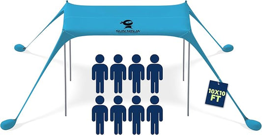 SUN NINJA Beach Tent Sun Shelter UPF50+ - Easy Pop Up Beach Canopy - Outdoor Shade for Camping Trips, Fishing, Backyard Fu...