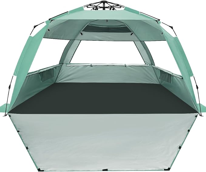 WhiteFang Deluxe Pop Up Beach Tent Sun Shade Shelter for 3-4/5-6 Person, UV Protection, Extendable Floor with 3 Ventilatin...