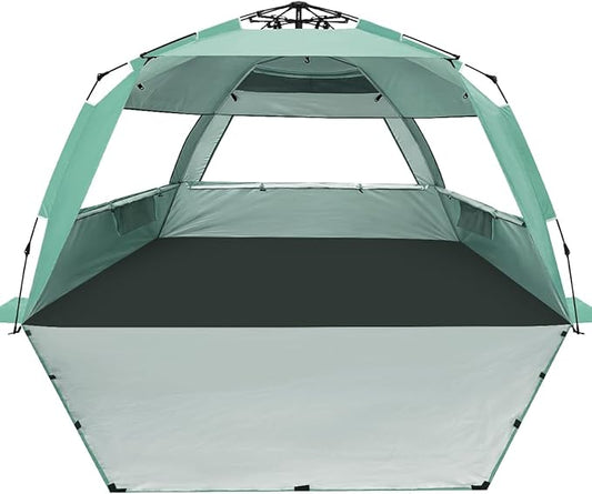 WhiteFang Deluxe Pop Up Beach Tent Sun Shade Shelter for 3-4/5-6 Person, UV Protection, Extendable Floor with 3 Ventilatin...