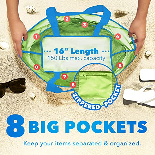 Dejaroo Mesh Sand Free Bag - Strong Lightweight Bag For Beach & Vacation Essentials. Tons of Storage!
