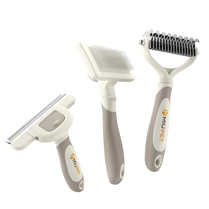 Professional Deshedding Dog Brush Grooming Kits, for Long-Haired Dogs and Cats - Dog Deshedding Brush and Slicker Brush Se...