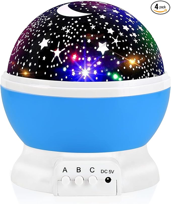 RICTLY Night Light for Kids, Kids Night Light Nebula 360 Degree Rotation - 4 LED Bulbs 12 Light Color Star Projector Chang...