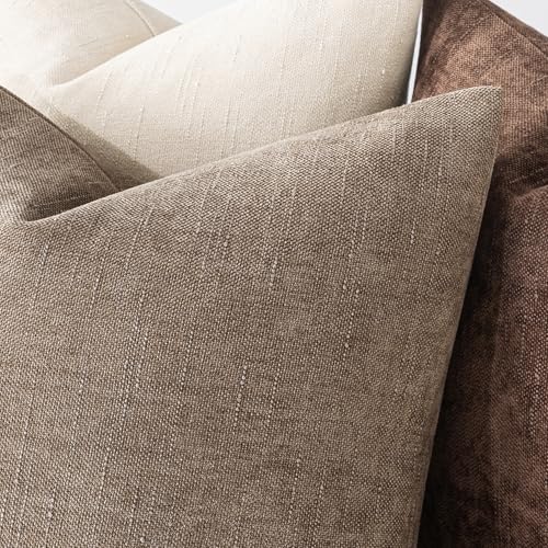 MIULEE Pack of 2 Decorative Throw Pillow Covers Soft Chenille Throw Pillows Solid Neutral Farmhouse Textured Cushion Cover...