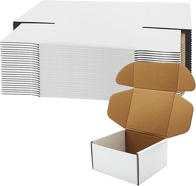 6x5x3 inch Shipping Boxes, White Corrugated Cardboard Box Literature Mailing Shipping Packaging Recyclable Storage Boxes a...