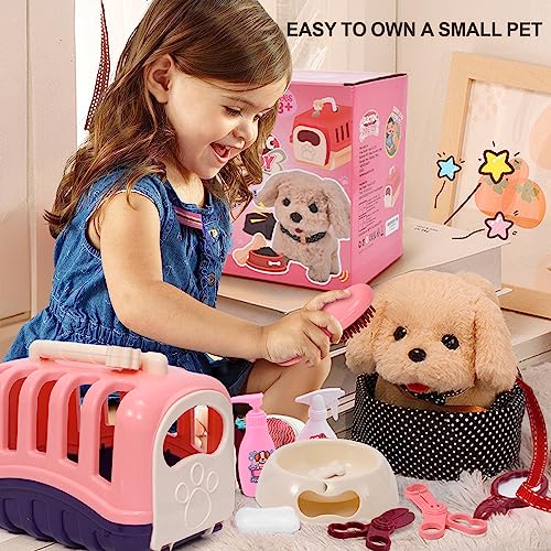 G.C 13Pcs Dog Toys for Kids Girls, Walking Barking Electronic Interactive Stuffed Dog Plush with Carrier & Accessories Toy...