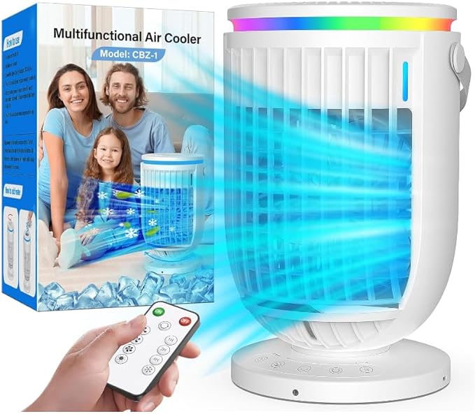 AI Portable Air Conditioners Fan with 120° Rotating Function,Personal Evaporative Mini Air Conditioners,Portable AC Unit A...