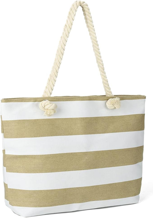 LAVTUG Beach Bags for Women, Large Canvas Beach Tote Bag Waterproof Sandproof Beach Bags Swim Pool Bag Travel Essentials