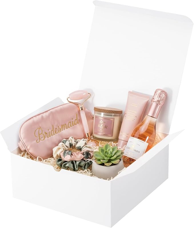 UnicoPak 6 Pack 8x8x3.5 White Gift Boxes Bulk, Gift Boxes with Lids for Presents for Birthday Wedding Bridesmaid Proposal ...