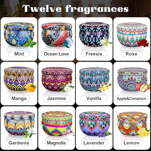 Scented Candle Gift Set, 12 Pack, 300 Hour Long Lasting Soy Wax Fragrance Set, Birthday for Women with Gifts Box.