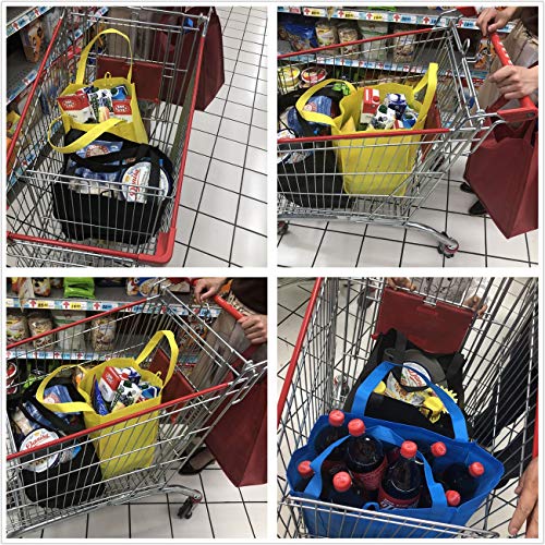 NERUB 10 Pack Reusable Reinforced Handle Grocery Bags - Heavy Duty Large Shopping Totes with Thick Plastic Bottom can hold...