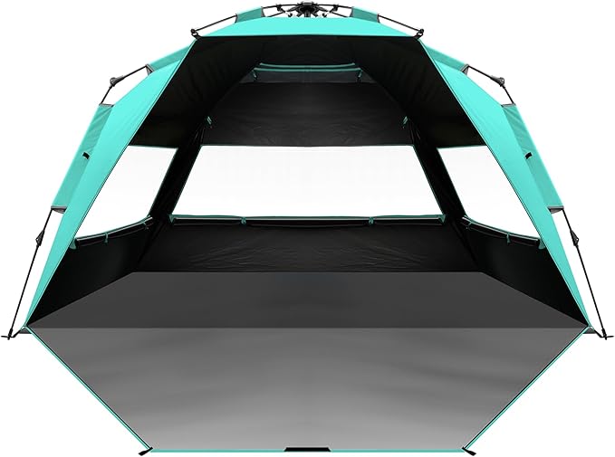 OutdoorMaster Beach Tent with Blackout Shelter Technology, Portable Sun Shade Shelter 4 Person, Pop Up Beach Tents with UP...