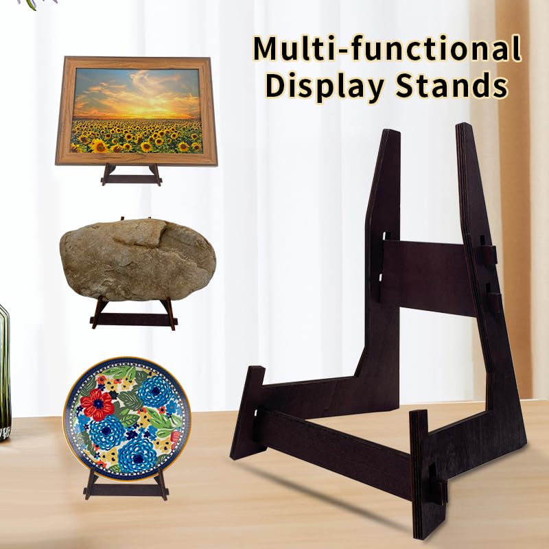COLOOFO 1 Pack 8 Inch Plate Stand, Wooden Display Stand Plate Stands for Display Decorative Picture Frame Stand, Easel Dis...