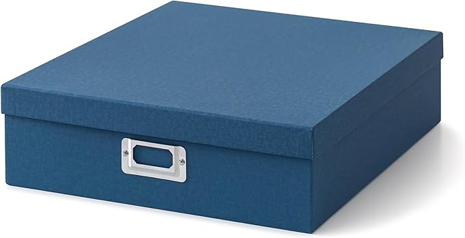 Soul & Lane Cardboard Decorative Photo Storage Box with Lid, 14.8 × 13.0 × 3.7 In, Picture Storage for Keepsakes and Memor...