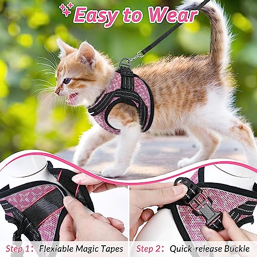 CatRomance Cat Harness and Leash Escape Proof for Walking, Safe Adjustable Large Kitten Vest Set with Reflective Strip for...